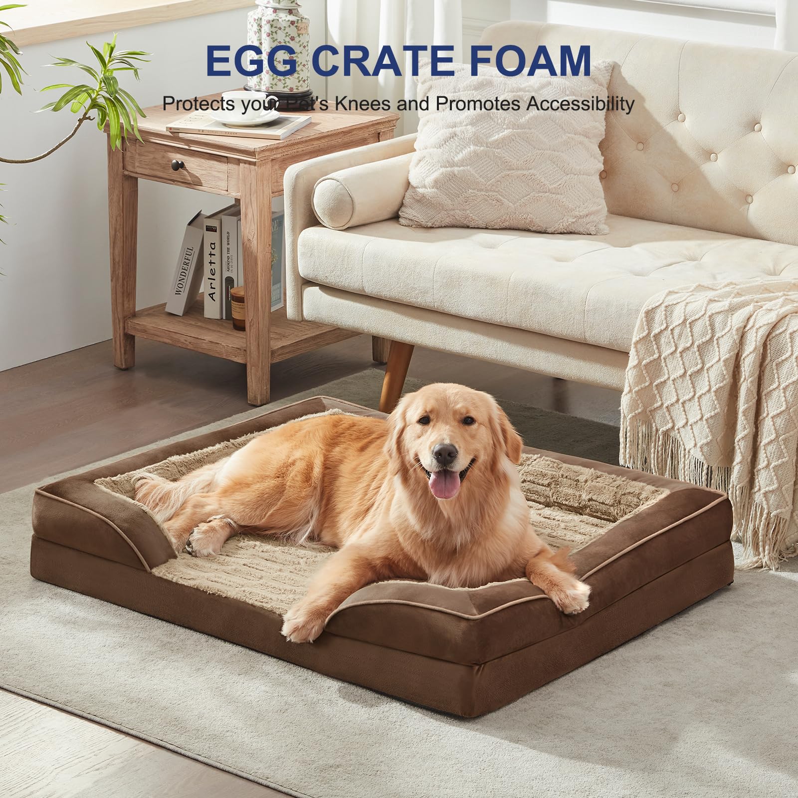Furtime Orthopedic Bed For Large Dogs, Xl Washable Dog Beds Large Sized Dog, Comfy Supportive Foam Pet Couch Bed With Removable